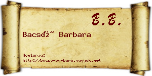 Bacsó Barbara névjegykártya