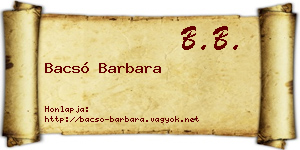 Bacsó Barbara névjegykártya